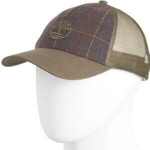 NEW TIMBERLAND Plaid Trucker Hat Mesh Back Embroidered Logo Cap NWT